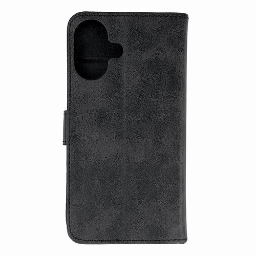 Leather Book Case for iPhone 16 - black — Hurtel