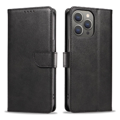 Leather Book Case for iPhone 16 - black — Hurtel