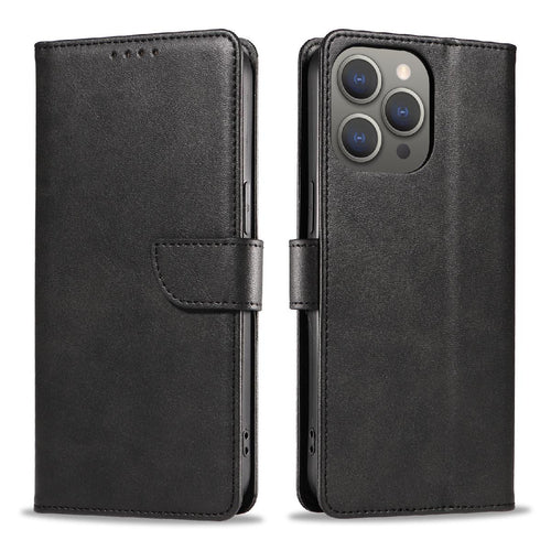 Leather Book Case for iPhone 16 Pro - black — Hurtel
