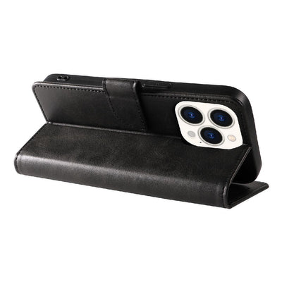 Leather Book Case for iPhone 16 Pro - black — Hurtel