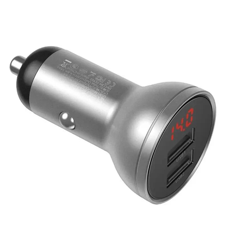 Ładowarka samochodowa Baseus z wyświetlaczem, 2x USB, 4,8A, 24W (srebrna) - Product Image 4