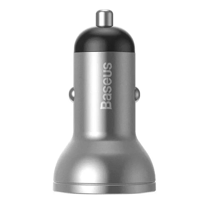 Ładowarka samochodowa Baseus z wyświetlaczem, 2x USB, 4,8A, 24W (srebrna) - Product Image 1