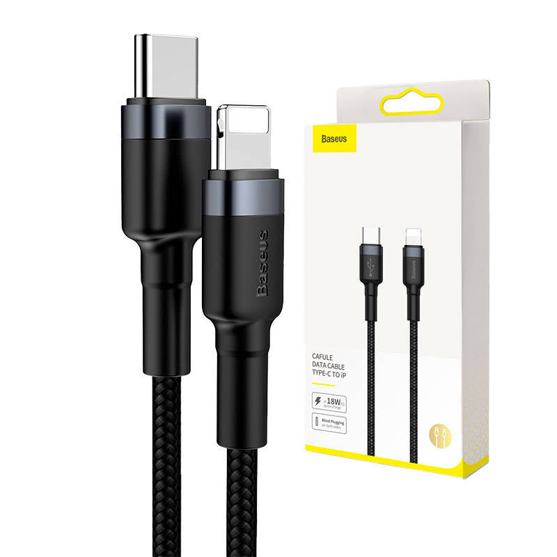 Baseus Cafule Cable Type-C to iP PD 18W 1m Gray+Black - Product Image 1