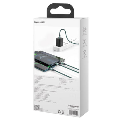Baseus Rapid Series 3in1 USB-C - USB-C / Lightning / micro USB cable 20W PD 1.5m - green