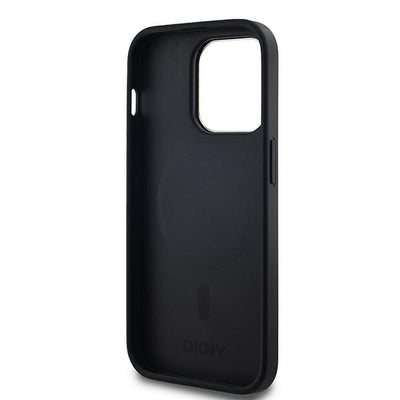DKNY Leather Checkered Mono Pattern MagSafe Case for iPhone 14 Pro Max - Black
