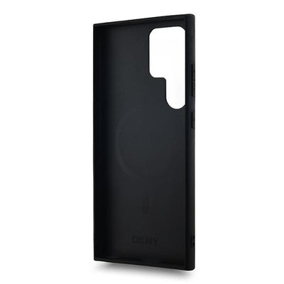 DKNY Leather Checkered Mono Pattern MagSafe Case for Samsung Galaxy S24 Ultra - Black