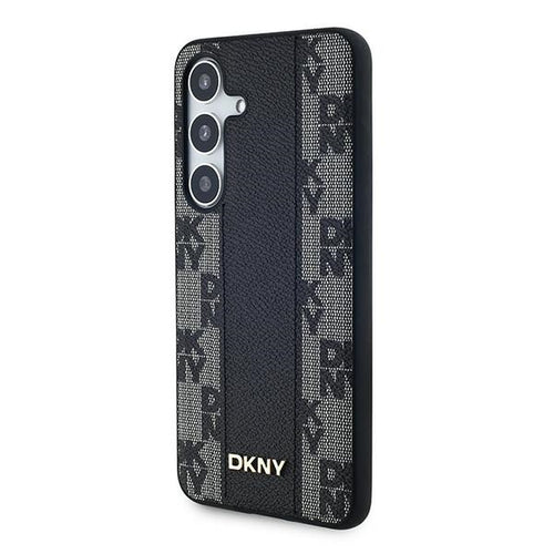 DKNY Leather Checkered Mono Pattern MagSafe case for Samsung Galaxy S24+ - black