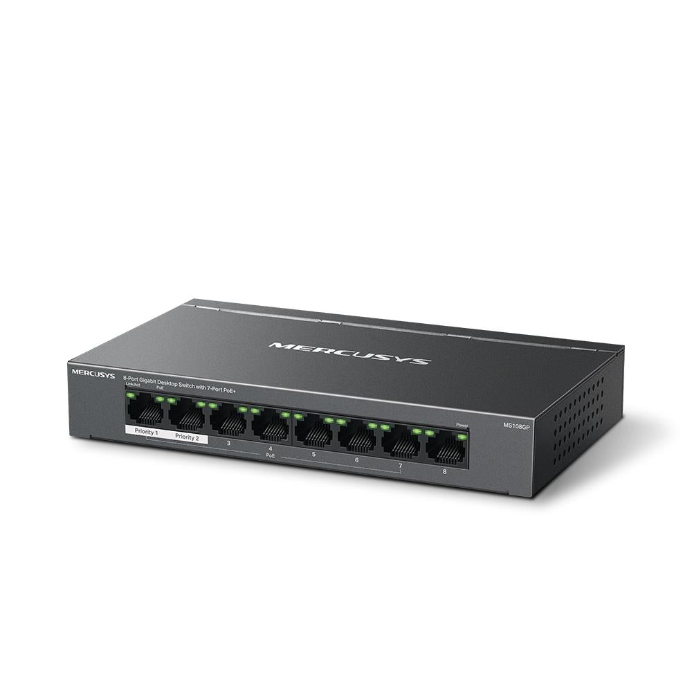 Switch MERCUSYS MS108GP Desktop/pedestal 8x10Base-T / 100Base-TX / 1000Base-T PoE+ ports 7 MS108GP
