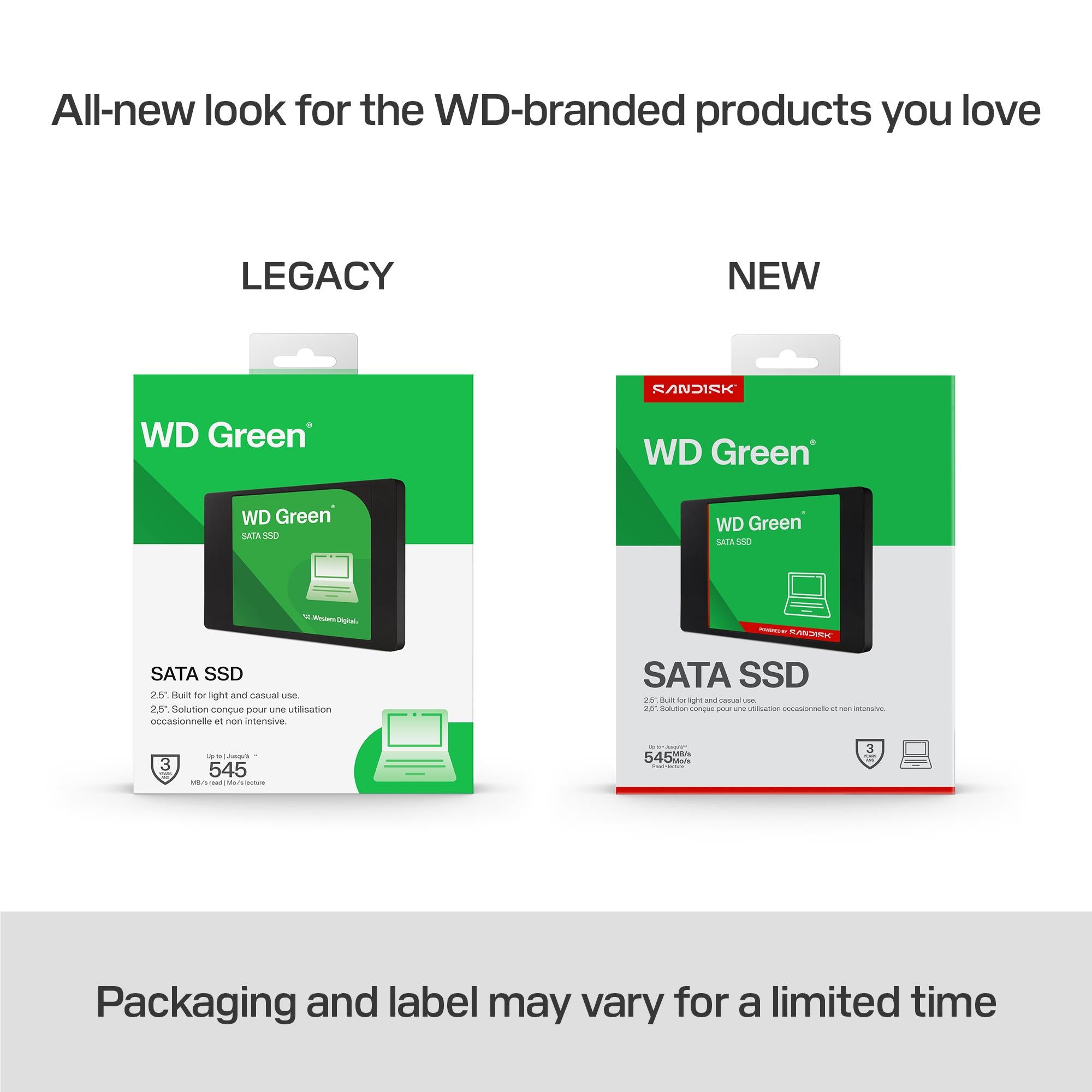 SSD SANDISK Green POWERED BY SANDISK 250 GB Serial ATA III Read speed 545 MB/s 2.5" WDS250G5G0A