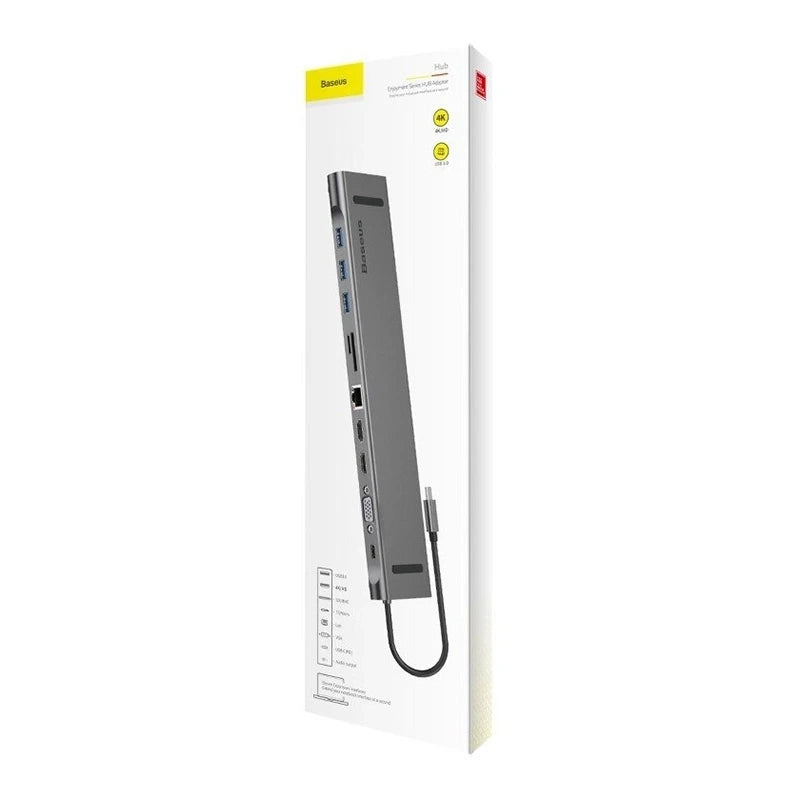 Baseus Enjoyment Series Multi-functional Type-C intelligent HD HUB(PD/HD4K*2/VGA/RJ45/SD/TF/USB*3/Audio*1/Stand)Dark gray - Product Image 6