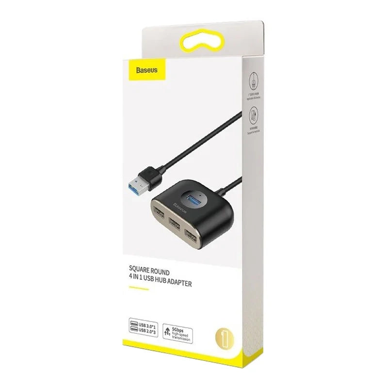 Baseus Square Round USB Adapter, HUB USB 3.0 to 1x USB 3.0 + 3x USB 2.0.1m (Black) - Product Image 8