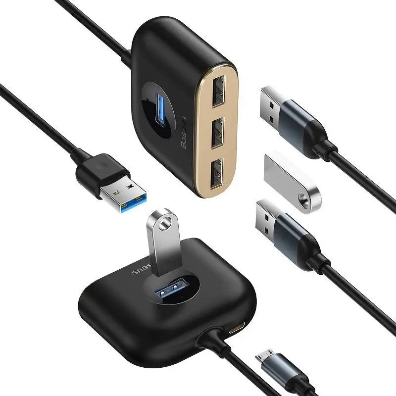 Baseus Square Round USB Adapter, HUB USB 3.0 to 1x USB 3.0 + 3x USB 2.0.1m (Black) - Product Image 4