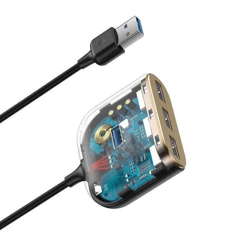 Baseus Square Round USB Adapter, HUB USB 3.0 to 1x USB 3.0 + 3x USB 2.0.1m (Black) - Product Image 7