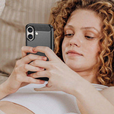 Carbon Case for iPhone 16 Silicone Case - Black — Hurtel