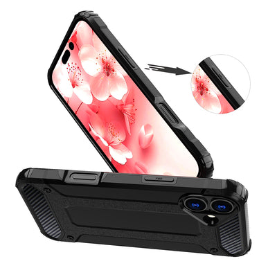 Hybrid Armor iPhone 16 Plus Case - Black — Hurtel