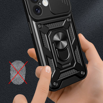 Hybrid Armor Camshield iPhone 16 Plus Armored Case with Camera Cover and Stand - Black — Hurtel