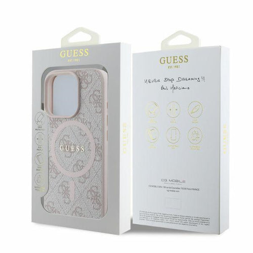 Guess 4G Ring Classic Logo MagSafe iPhone 16 Pro Case - Pink