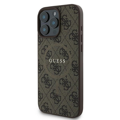 Guess 4G Ring Classic Logo MagSafe iPhone 16 Pro Case - Brown