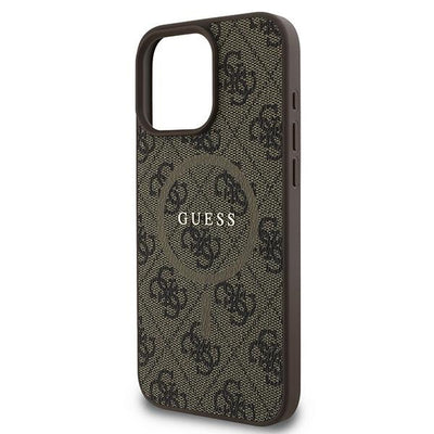 Guess 4G Ring Classic Logo MagSafe iPhone 16 Pro Case - Brown