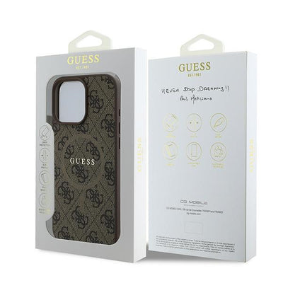 Guess 4G Ring Classic Logo MagSafe iPhone 16 Pro Case - Brown
