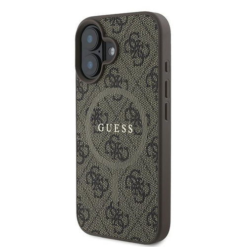 Guess 4G Ring Classic Logo MagSafe iPhone 16 Plus Case - Brown