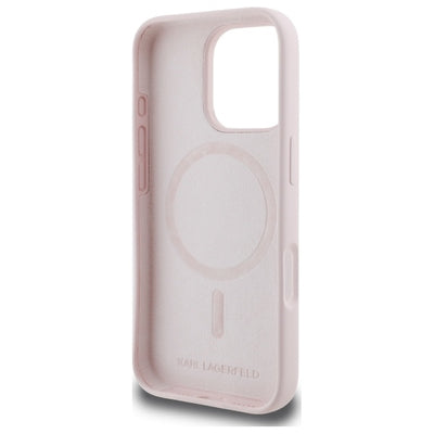 Karl Lagerfeld Silicone Nauble Heads Print MagSafe Case for iPhone 16 Pro - Pink