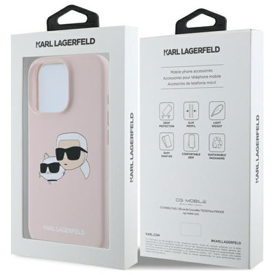 Karl Lagerfeld Silicone Nauble Heads Print MagSafe Case for iPhone 16 Pro - Pink