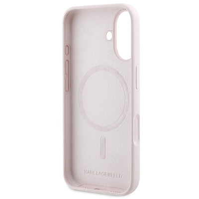 Karl Lagerfeld Silicone Karl&Choupette Heads Ring MagSafe Case for iPhone 16 Plus - Pink
