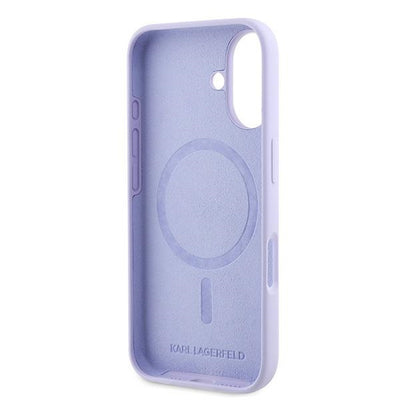 Karl Lagerfeld Silicone Karl&Choupette Heads Ring MagSafe Case for iPhone 16 Plus - Purple