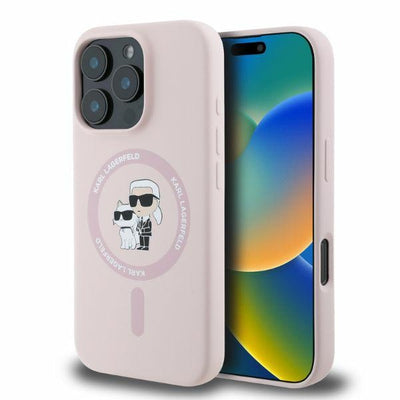 Karl Lagerfeld Silicone Karl&Choupette Heads MagSafe Case for iPhone 16 Pro Max - Pink