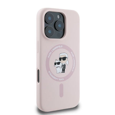 Karl Lagerfeld Silicone Karl&Choupette Heads MagSafe Case for iPhone 16 Pro Max - Pink