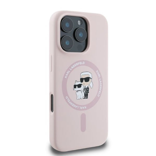 Karl Lagerfeld Silicone Karl&Choupette Heads MagSafe Case for iPhone 16 Pro Max - Pink