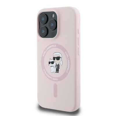 Karl Lagerfeld Silicone Karl&Choupette Heads MagSafe Case for iPhone 16 Pro Max - Pink