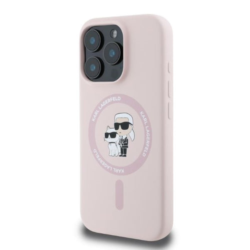 Karl Lagerfeld Silicone Karl&Choupette Heads MagSafe Case for iPhone 16 Pro Max - Pink