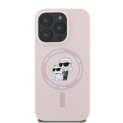Karl Lagerfeld Silicone Karl&Choupette Heads MagSafe Case for iPhone 16 Pro Max - Pink