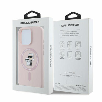 Karl Lagerfeld Silicone Karl&Choupette Heads MagSafe Case for iPhone 16 Pro Max - Pink