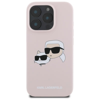 Karl Lagerfeld Silicone Nauble Heads Print MagSafe Case for iPhone 16 Pro Max - Pink