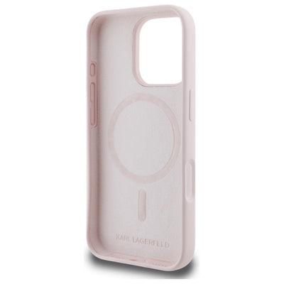 Karl Lagerfeld Silicone Nauble Heads Print MagSafe Case for iPhone 16 Pro Max - Pink