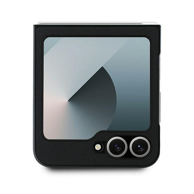 Mercedes Leather Wood Imitation MagSafe Case for Samsung Galaxy Z Flip 6 - Black