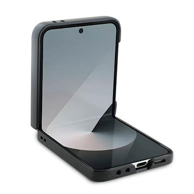 Mercedes Leather Wood Imitation MagSafe Case for Samsung Galaxy Z Flip 6 - Black