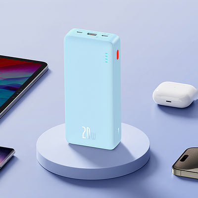 Baseus Airpow 20W 20000mAh Power Bank with White Baseus Simple Series USB-A - USB-C 50cm Cable - Blue