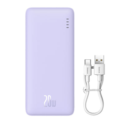Baseus Airpow 20W 20000mAh Power Bank with Baseus Simple Series USB-A - USB-C 50cm Cable - Purple