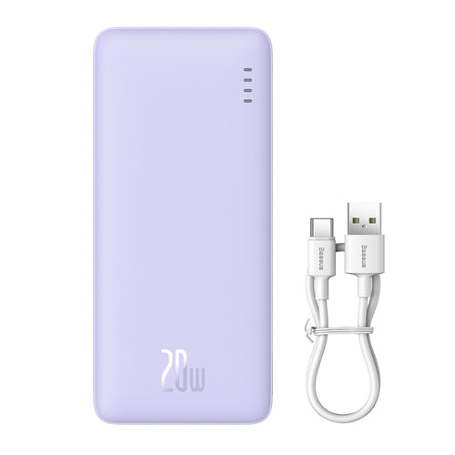 Baseus Airpow 20W 20000mAh Power Bank with Baseus Simple Series USB-A - USB-C 50cm Cable - Purple
