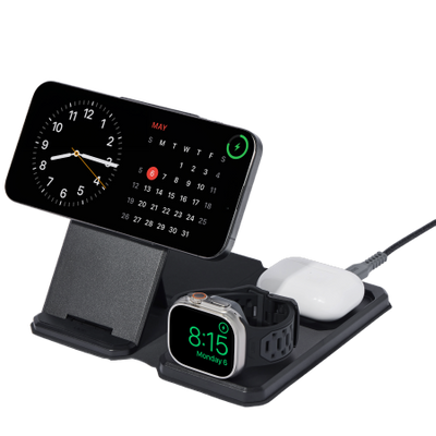 UAG 3in1 Travel Charger 15W Wireless Charger with MagSafe + Cable + Organizer - Black