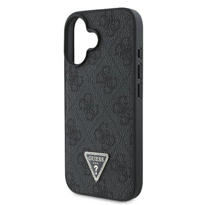 Guess Leather Metal Logo Strass Crossbody Case for iPhone 16 - Black