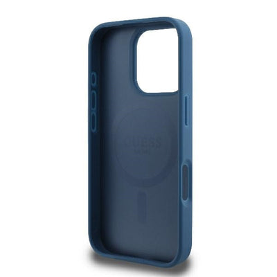 Guess 4G Ring Classic Logo MagSafe iPhone 16 Pro Case - Blue