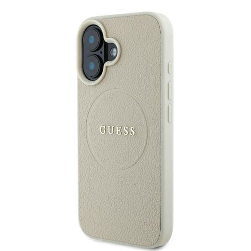 Guess Grained Ring MagSafe case for iPhone 16 - beige