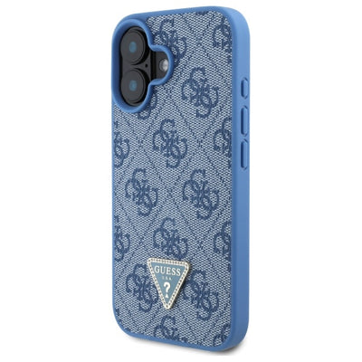 Guess Leather Metal Logo Strass Crossbody Case for iPhone 16 - Blue