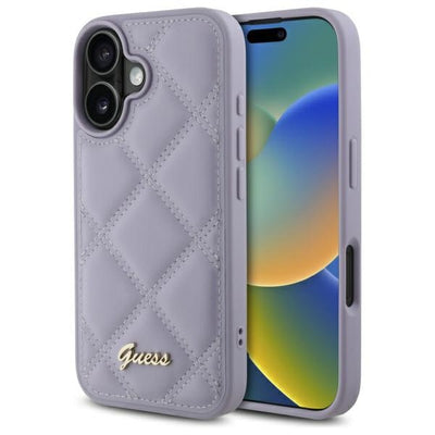 Guess Quilted Metal Logo case for iPhone 16 - light purple