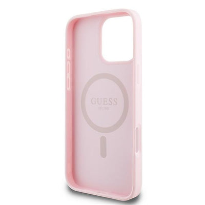 Guess Grained Ring MagSafe iPhone 16 Pro Case - Pink